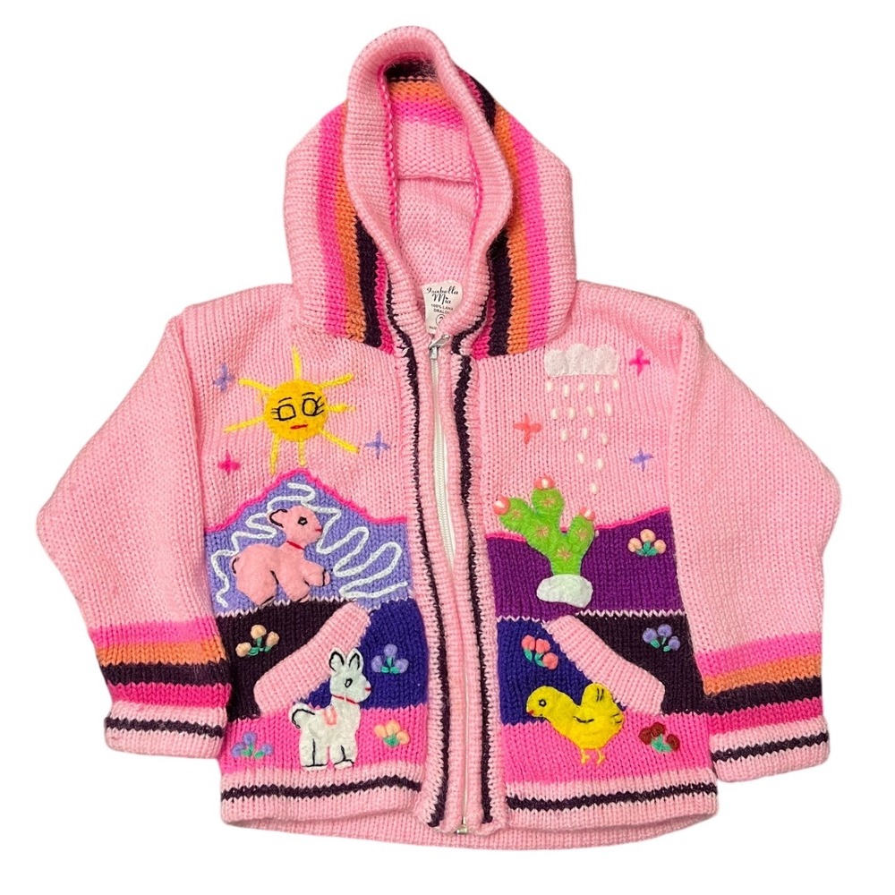 Isabella Mia Kids‎ Pink 100% Lana Dralon Sweater Size 2 Made in Peru